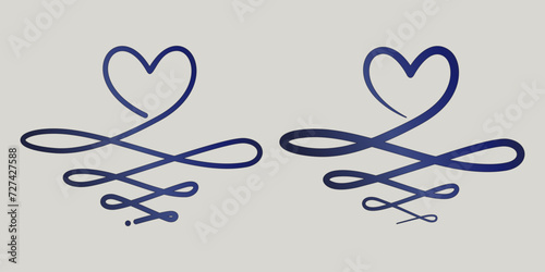 Blue love ornament, a hand drawn symbol of heart decoration
