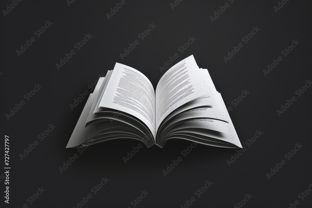 Fototapeta premium The crisp pages of an open book invite me to immerse myself in the world of words, as i run my fingers over the smooth paper and lose myself in the beauty of this literary paper product