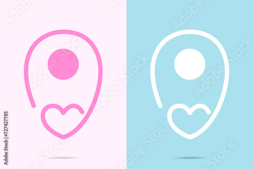 Baby pink and blue love, a hand drawn symbol of soft heart