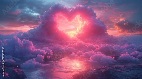 Na tym zdjęciu widać chmurę w kształcie serca unoszącą się na niebie.
