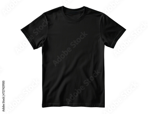 black blank t-shirt front mockup, cut out - stock png.