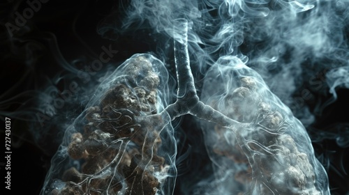 Smokey Image of a Human Lung, cancer concept photo