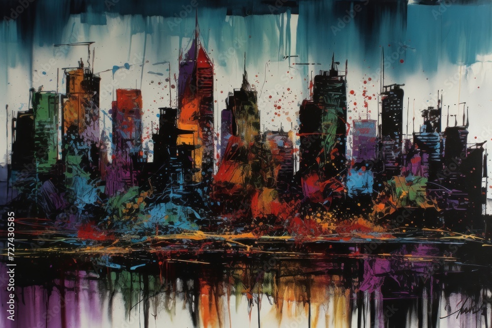 A Painting of a American Cityscape