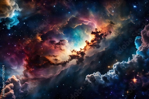 Foto Beautiful colorful galaxy clouds nebula background wallpaper, space and cosmos o