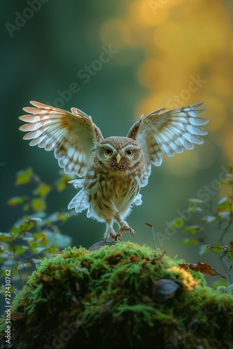 a small brown owl taking flight