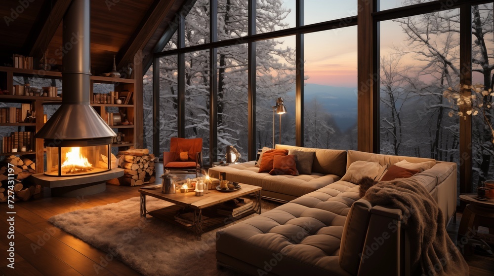 cozy room ,fireplace,sofa,candle