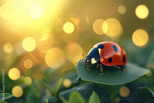 ladybug with a spot and a leaf