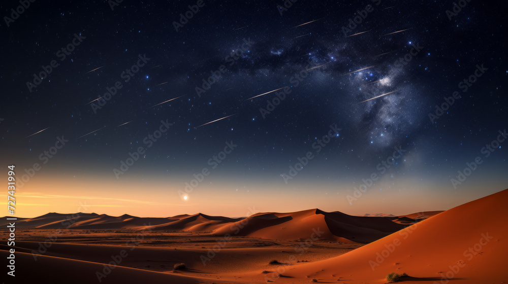 Magnificent Night Sky Filled With Stars Above an Expansive Desert - obrazy, fototapety, plakaty 