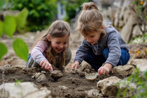 Children get mud on their hands playing with water and dirt.