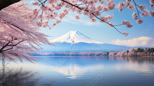 Painting of a Cherry Blossom Tree and Mountain © Pavlo