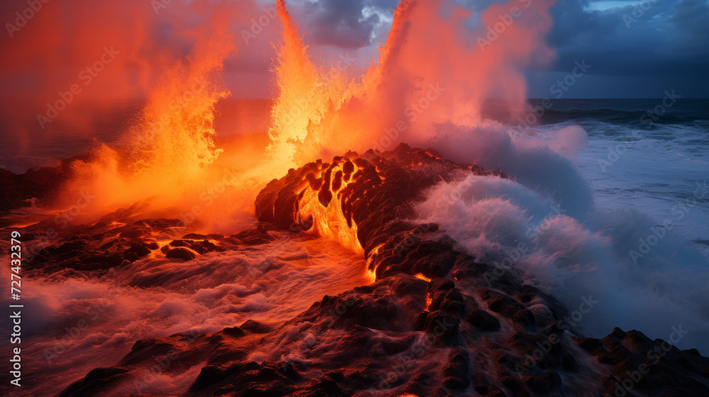 Lava Pouring Out of Water