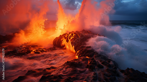 Lava Pouring Out of Water