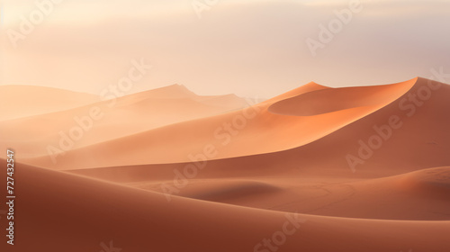 Desert Landscape With Sand Dunes and Mountains © Pavlo