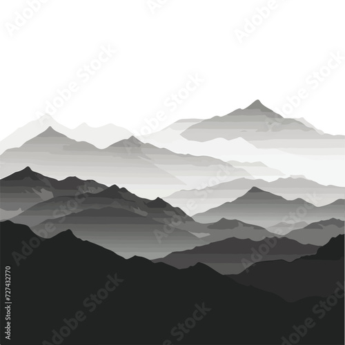 Fototapeta Naklejka Na Ścianę i Meble -  A vector black silhouette of mountains.