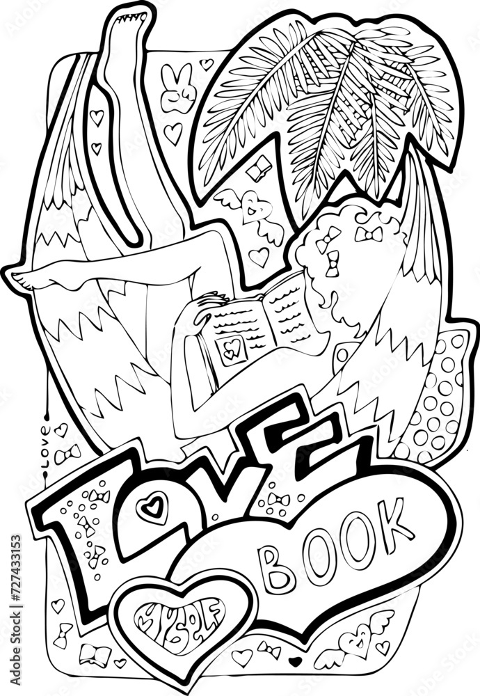 Colouring book vector page for adult woman. Hobby for relax and anti stress. Hand drawn illustration collection set with bohemian style beautiful young woman doing make up. Colouring book vector page for adult woman. Hobby for relax and anti stress. Hand drawn illustration collection set with bohemian style beautiful young woman doing make up.