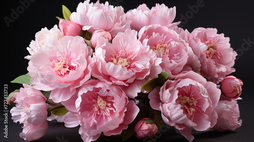 Bouquet of pink peony in a vase, soft focus background