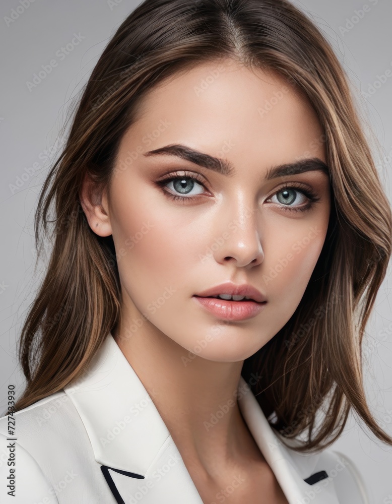 Structured Elegance: Model Radiates in Asymmetric Pantsuit Beauty Structured Elegance: Model Radiates in Asymmetric Pantsuit Beauty