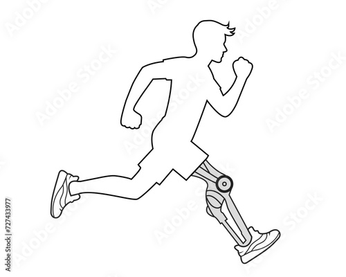 vector contours man with prosthesis