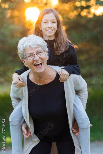 Happy grandmother and granddaughter 
