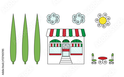 Italian sunny day on white background vector illustration