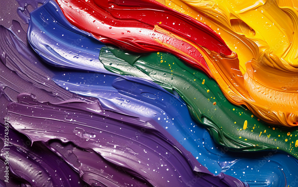 Close Up of Rainbow Colored Paint