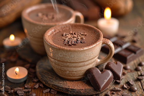 Hot chocolate, cocoa, cinnamon, love, brown, mug.