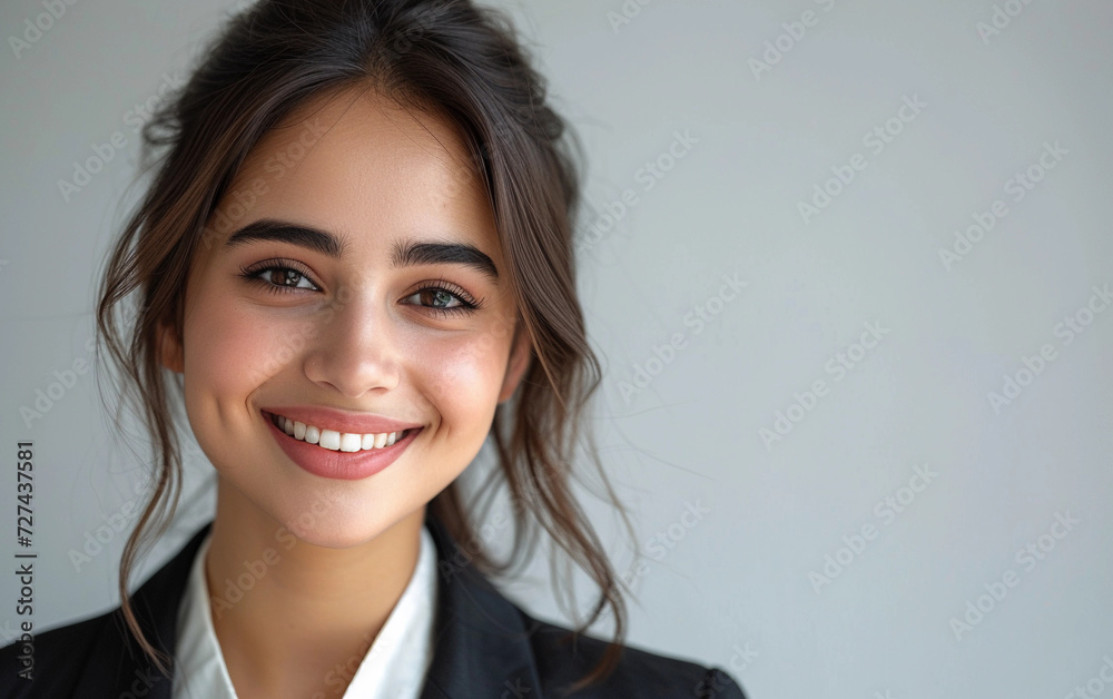 Smiling Multiracial Woman in Suit and White Shirt Smiling Multiracial Woman in Suit and White Shirt