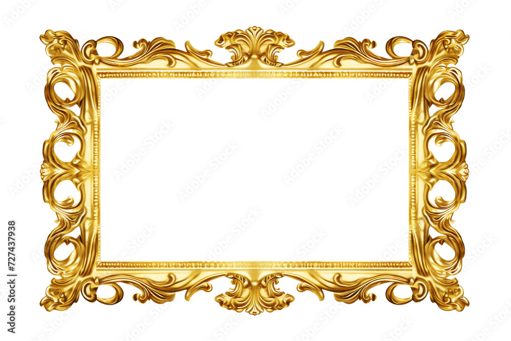 Old Antique Gold Frame Isolated on White and Png Transparent Background