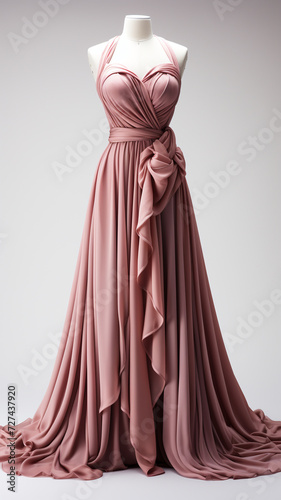 Elegant, formal gown dress typically worn to a prom various styles, colors, and lengths, trendy features design beautiful young school wedding on white background.