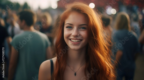Red-haired girl smiling.