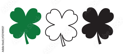 Good luck four leaf clover flat icon set isolated