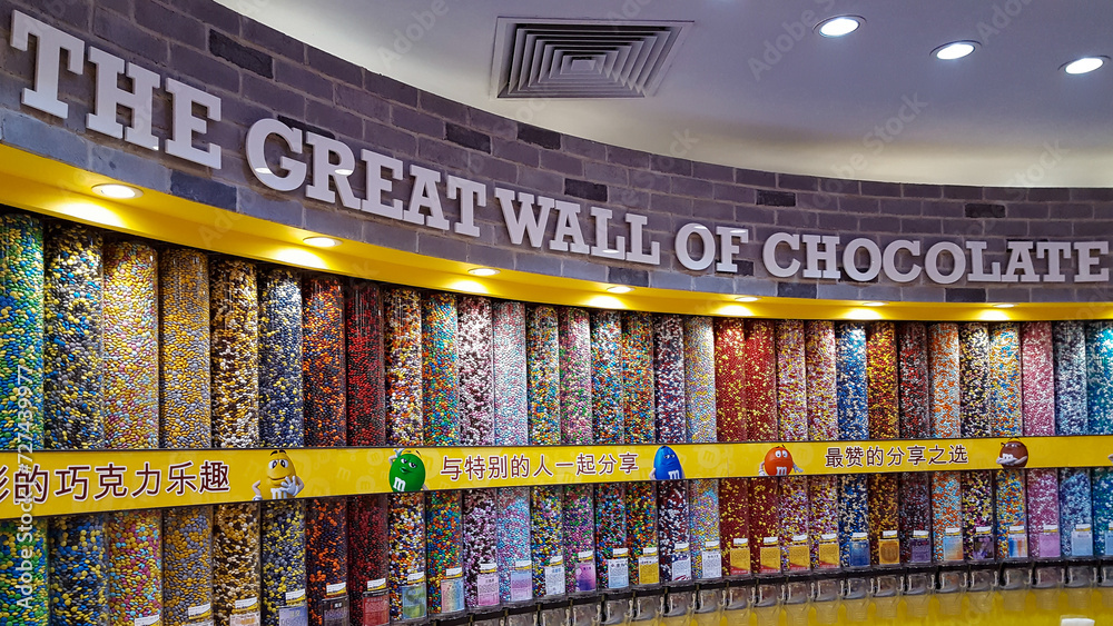 M&Ms Shanghai is the first and only flagship store in Asia. Stock Photo