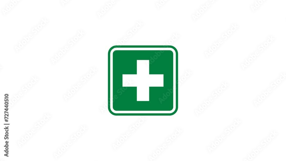 Green Hospital Sign Icon Animation. Transparent background. 4K Video Green Hospital Sign Icon Animation. Transparent background. 4K Video