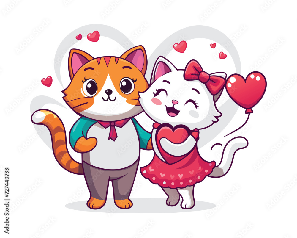 cute cat couple characters in love valentine's day vector illustration cute cat couple characters in love valentine's day vector illustration