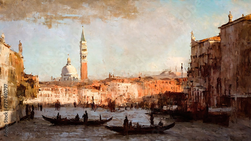 venice landscape oil painting, gondola in venice, watercolor, oil painting for printing, painting on canvas, beautiful view