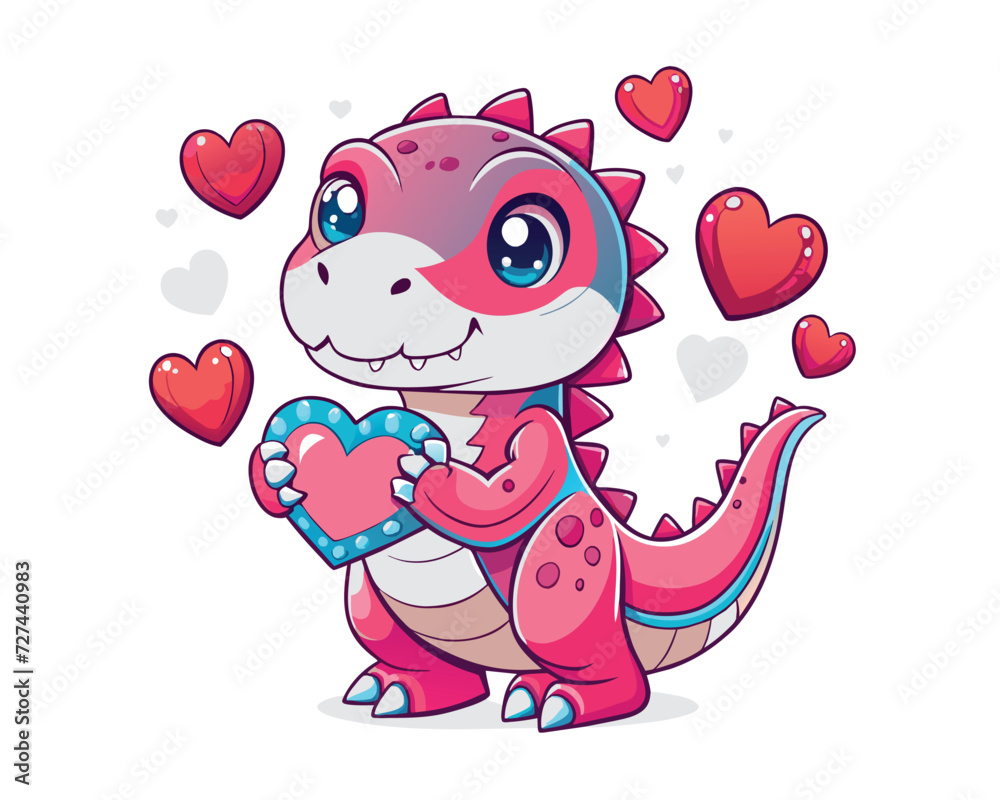dino character valentine's day vector illustration dino character valentine's day vector illustration