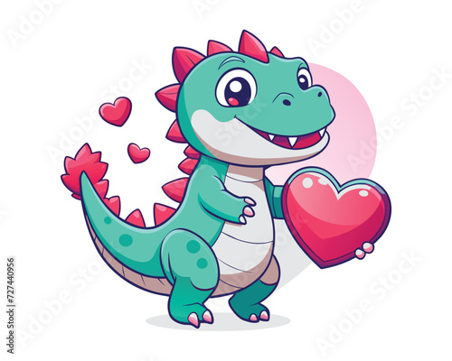 dino character valentine s day vector illustration