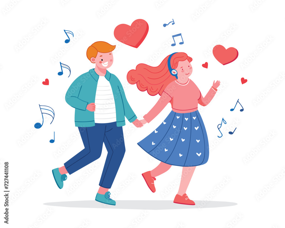 singing couple of valentines day flat design vector illustration singing couple of valentines day flat design vector illustration