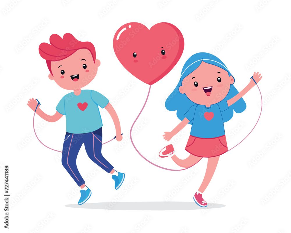 happy sports couple flat design vector illustration happy sports couple flat design vector illustration