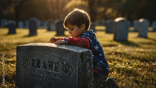 Youthful Remembrance: Little One Grasping the Essence of Memorial Day