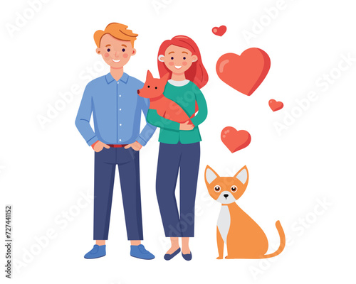 happy family valentine's day flat design vector illustration