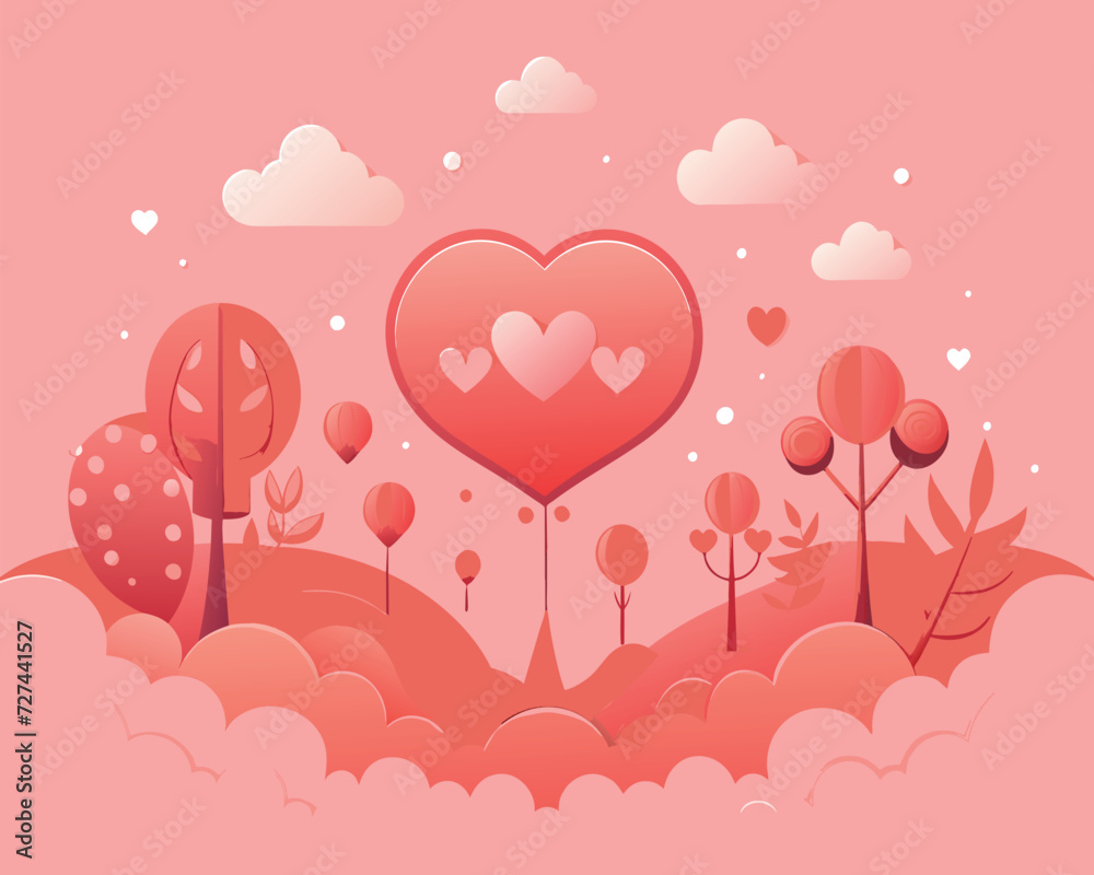 valentines day background illustration in paper style vector template