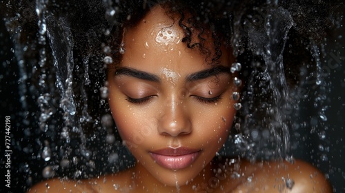 Serene Woman Enjoying a Refreshing Shower