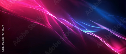 Dynamic Neon Pink and Blue Glowing Lines on a Dark Abstract Background © Greg