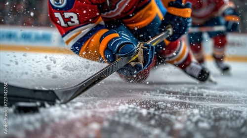 Close-Up of Hockey Player on Ice