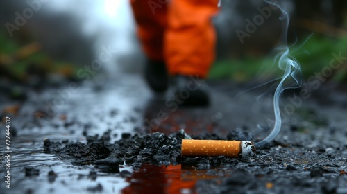 Abandoned Cigarette on the Ground photo