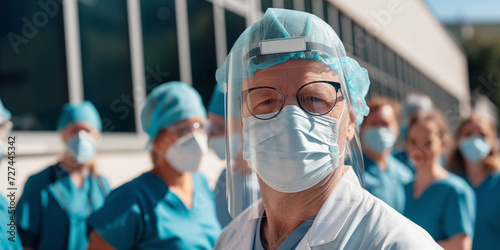 A doctor wearing a mask. hospital concept.