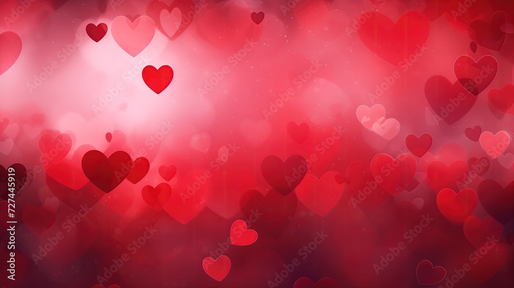 Na zdjęciu widzimy tłum czerwonych serc unoszących się w powietrzu, idealne na Walentynki, kochanie oraz romans. - obrazy, fototapety, plakaty 