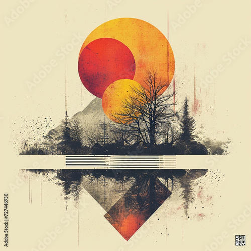 bauhaus landscape with tree