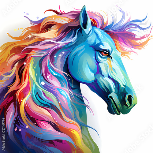 Horse hand drawn multicolor...
